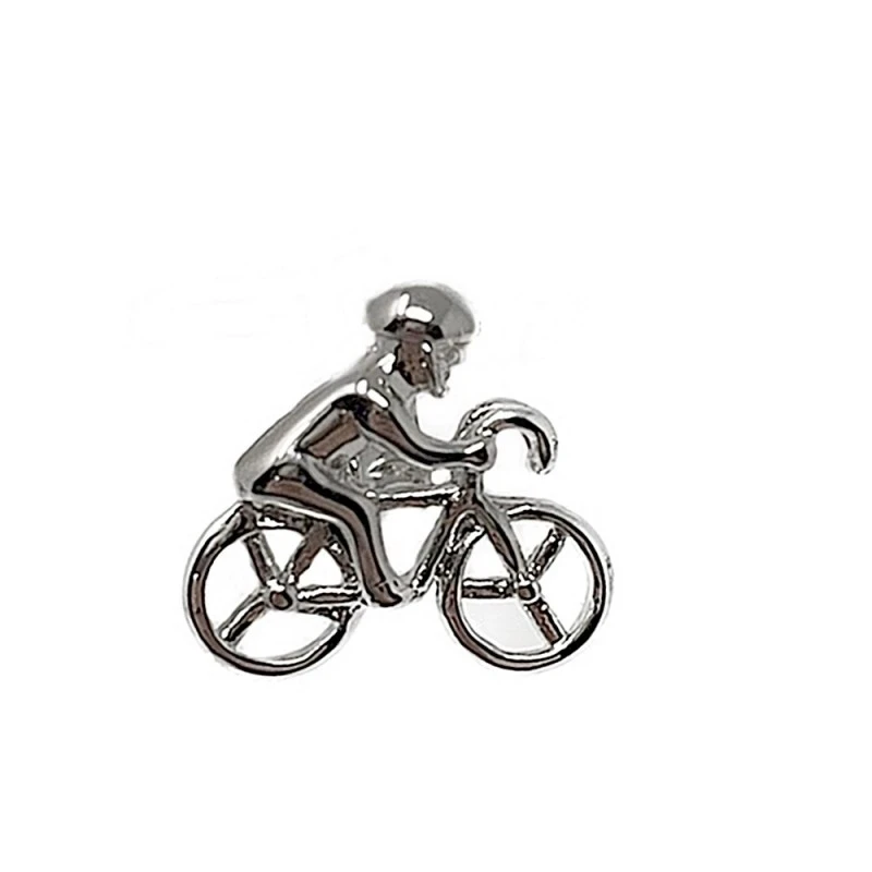 Pin metálico bicicleta ciclista 17 mm. plateado liso