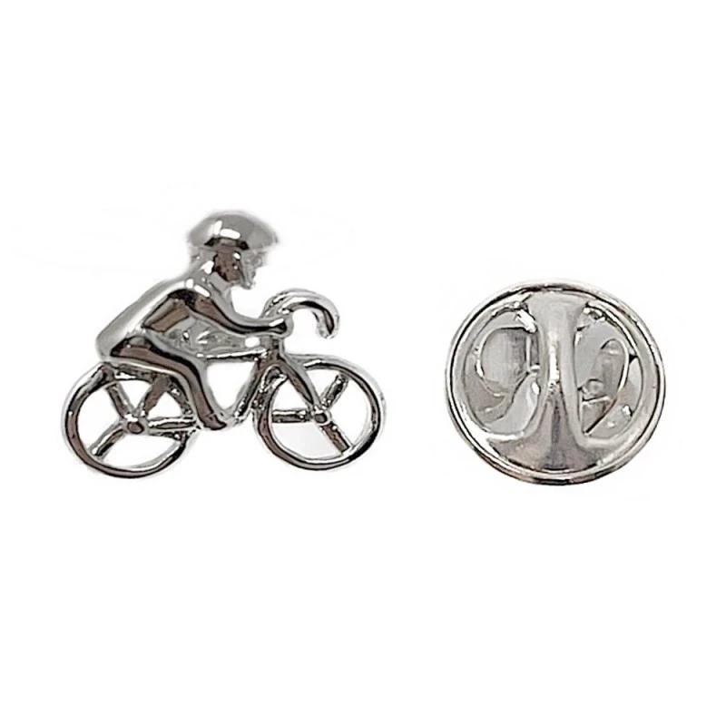 Pin metálico bicicleta ciclista 17 mm. plateado liso