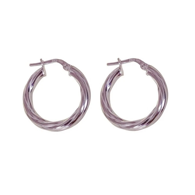 Pendientes Aros Plata Ley 925m mujer 15 mm. reliados ancho 3.2 mm.