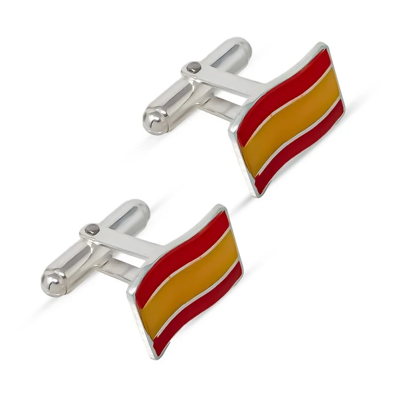 Bandera de España Gemelos Plata Ley hombre 17 mm. esmaltados color