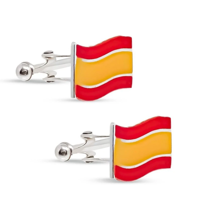 Bandera de España Gemelos Plata Ley hombre 17 mm. esmaltados color