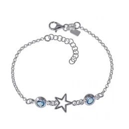 Pulsera Plata Ley 925m cadena rolo 15 cm. estrella 10 mm. calada circ