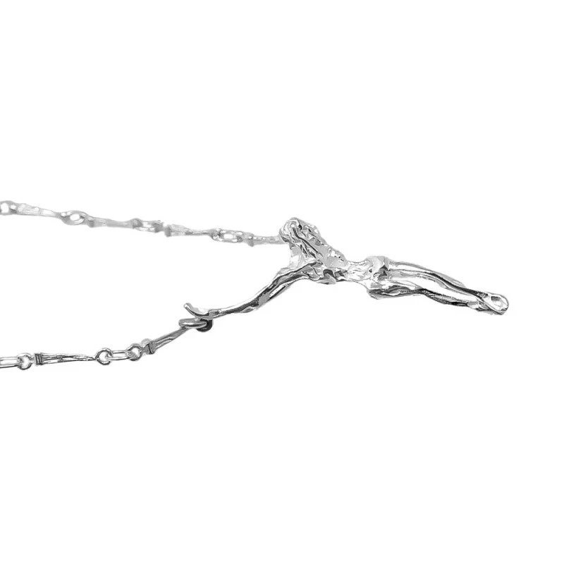 Cristo Dalí colgante crucifijo 925m plata Ley maciza 50 cm. cadena cl