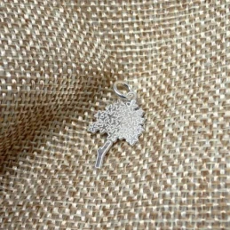 Biznaga Colgante Plata Ley 925m macizo 21 cm. detalles flor jazmín. G