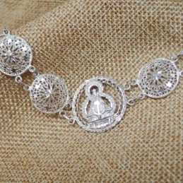 Virgen de la Cabeza Pulsera Plata Ley 925m maciza mujer 18 cm. filigr