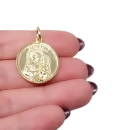 San José Medalla Plata Ley 925m chapada oro colgante 22 mm.. Grabació