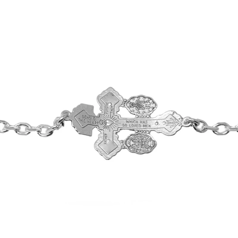 Cruz del Perdón Cristo Pulsera Plata Ley 925m maciza 20 cm. cadena fo
