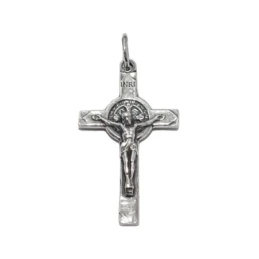 Cruz San Benito Colgante Plata Ley 925m unisex 33 mm. oxidada