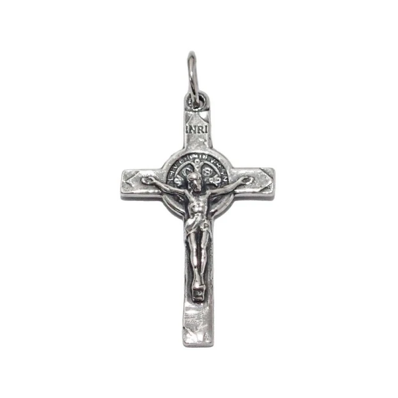 Cruz San Benito Colgante Plata Ley 925m unisex 33 mm. oxidada