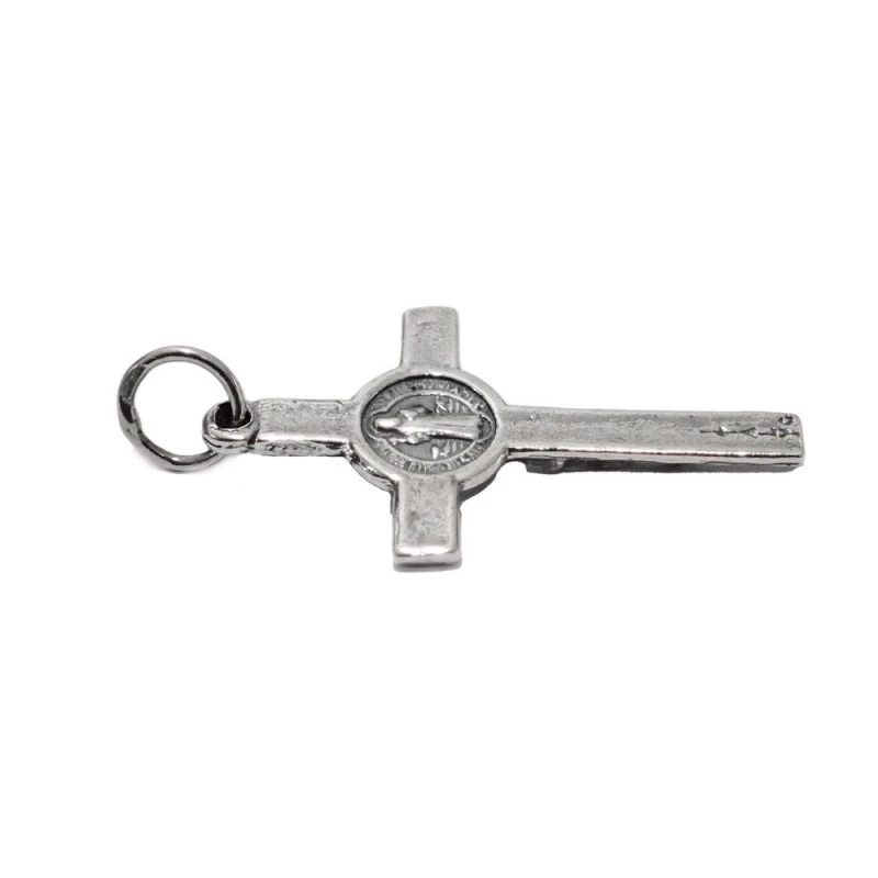 Cruz San Benito Colgante Plata Ley 925m unisex 33 mm. oxidada