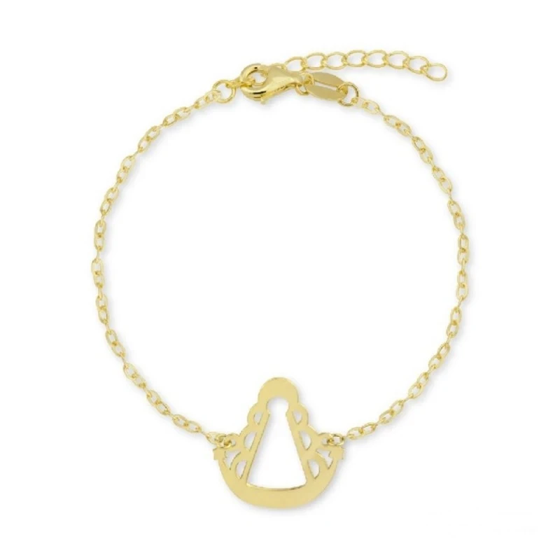 Virgen del Rocío Pulsera Plata Ley 925m chapada oro 15 cm. silueta ca