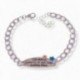 Pulsera plata Ley 925m mujer 18 cm. barbada 5 mm. chapa detalle estrellas esmlatadas mensaje CON