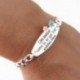 Pulsera plata Ley 925m mujer 18 cm. barbada 5 mm. chapa detalle estrellas esmlatadas mensaje CON