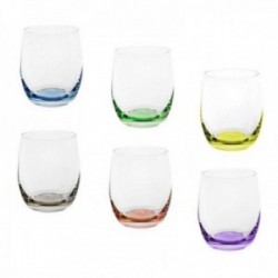 Set 6 vasos cristal 10 cm. modelo RAINBOW 30 cl. transparentes combinados colores variados