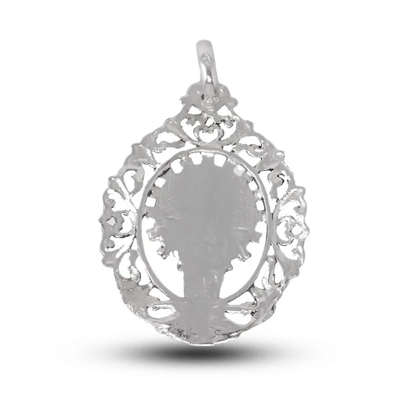 Virgen del Pilar Medalla Plata Ley 925m maciza 43 mm. cerco tallado o