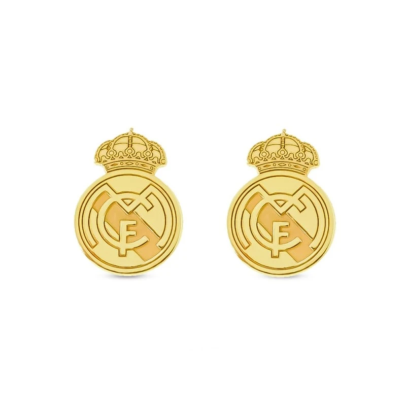 Real Madrid Pendientes Plata Ley 925m chapados oro macizos escudo 11