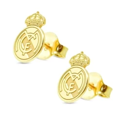 Real Madrid Pendientes Plata Ley 925m chapados oro macizos escudo 11
