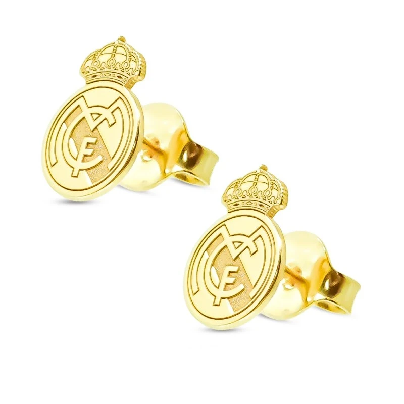 Real Madrid Pendientes Plata Ley 925m chapados oro macizos escudo 11