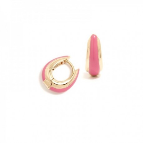 Pendientes Pertegaz colección ZANZÍBAR mujer 17 mm. criollas metal dorado esmaltadas rosa