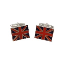 Gemelos metálicos bandera inglesa 20 mm. esmalte azul rojo