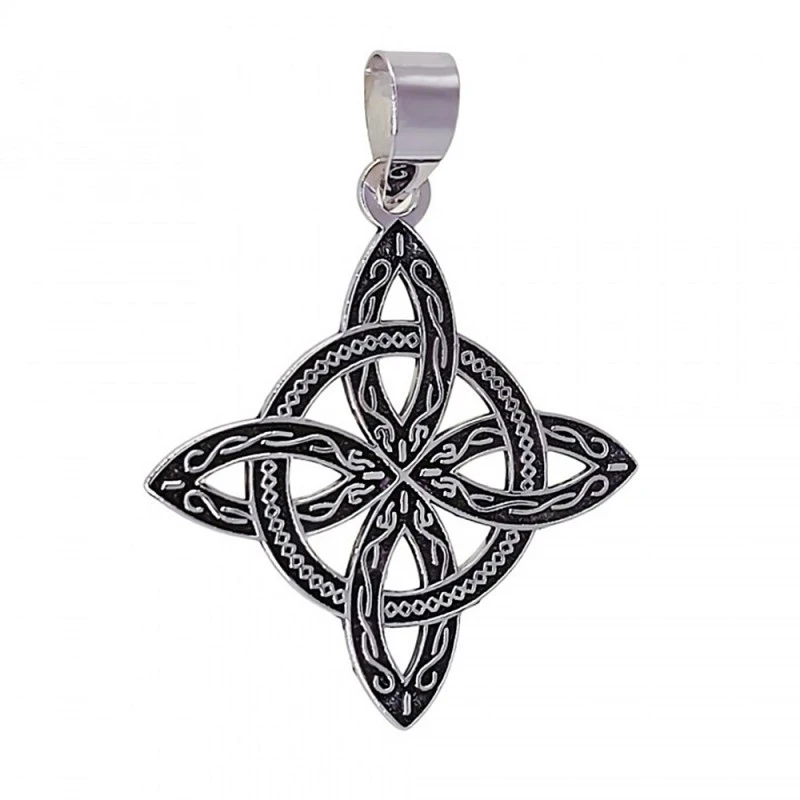 Nudo de Bruja Colgante Plata Ley 925m unisex 32 mm. oxidado amuleto