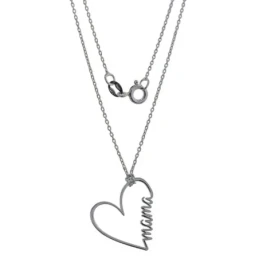 Collar Plata Ley 925m mujer 43 cm. cadena forzada colgante corazón ca