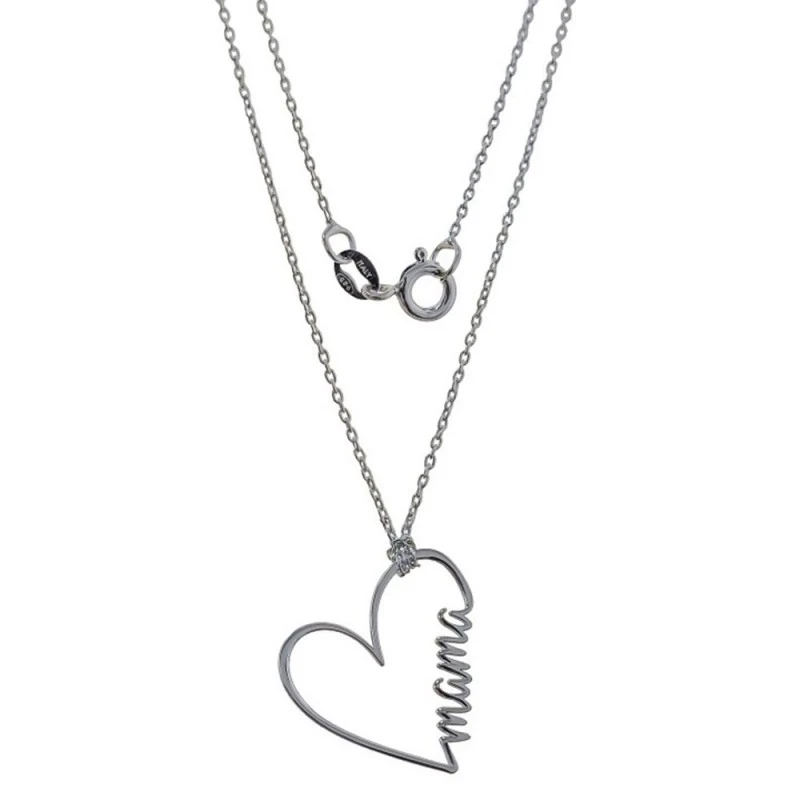 Collar Plata Ley 925m mujer 43 cm. cadena forzada colgante corazón ca