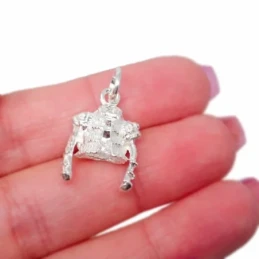 Chaquetilla Torero Colgante Plata Ley 925m unisex 24 mm. hueca 3D det
