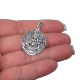 Inmaculado Corazón de María Medalla Plata Ley 925m maciza 27 mm. grab