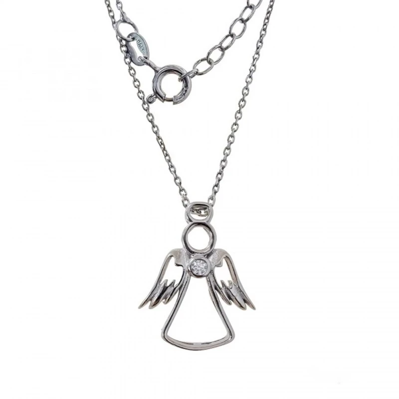Collar Primera Comunión Plata Ley 925m niña 41 cm. cadena forzada col