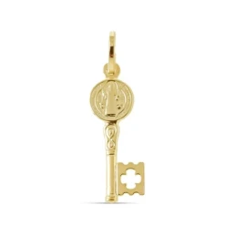 San Benito Llave Colgante Plata Ley 925m chapada oro 25 mm. trasera d
