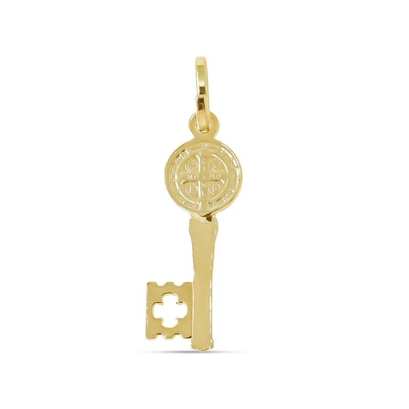 San Benito Llave Colgante Plata Ley 925m chapada oro 25 mm. trasera d