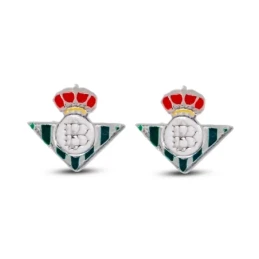 Real Betis Balompié Pendientes Plata Ley 925m macizos 12 mm. esmaltad