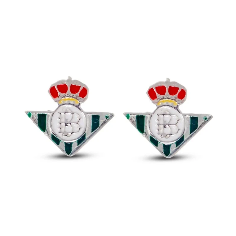 Real Betis Balompié Pendientes Plata Ley 925m macizos 12 mm. esmaltad