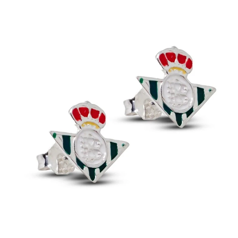 Real Betis Balompié Pendientes Plata Ley 925m macizos 12 mm. esmaltad