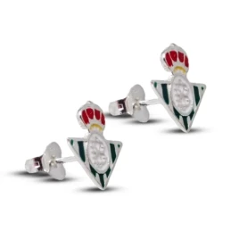 Real Betis Balompié Pendientes Plata Ley 925m macizos 12 mm. esmaltad