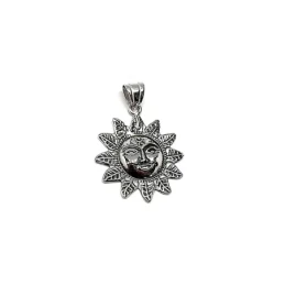 Colgante plata ley 925m 30mm. liso oxidado sol [AA7553]