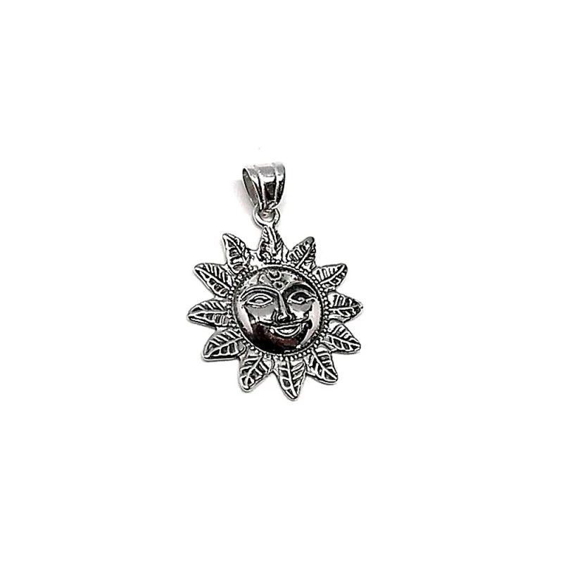 Colgante plata ley 925m 30mm. liso oxidado sol [AA7553]