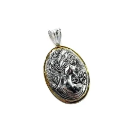 Colgante plata ley 925m 40mm. camafeo liso chapado [AA7567]