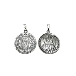 Colgante plata ley 925m 25mm. liso moneda pequña 1781 [AA7594]