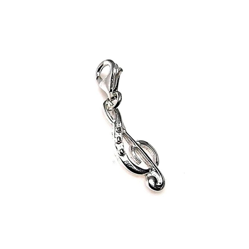 Colgante plata ley 925m 23mm. mosquetón nota musical [AA7608]