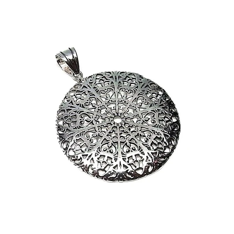 Colgante plata ley 925m 44mm. liso calado oxidado redondo [AA7654]