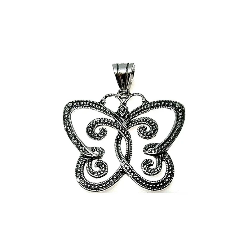 Colgante plata ley 925m 35mm. liso filigrana mariposa [AA7673]