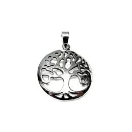 Colgante plata ley 925m oxidado liso 23mm. árbol vida [AA7696]