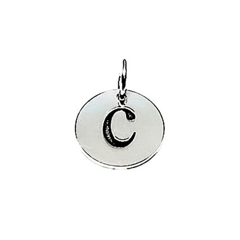Colgante plata ley 925m liso 12mm. disco letra C asa abierta [AA7753]