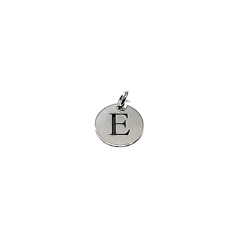 Colgante plata ley 925m liso 12mm. disco letra E asa abierta [AA7755]