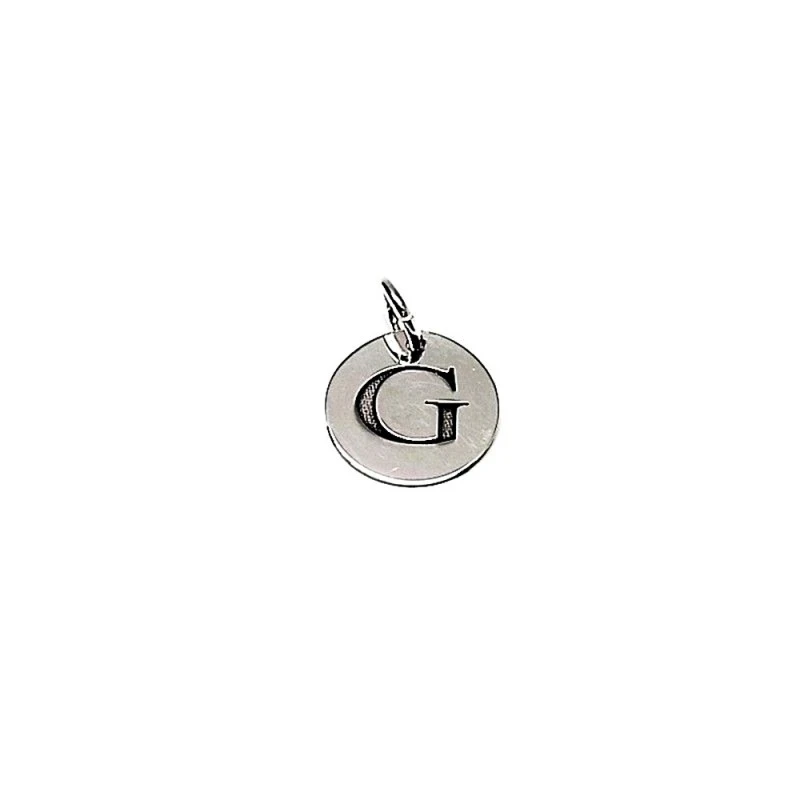 Colgante plata ley 925m liso 12mm. disco letra G asa abierta [AA7757]