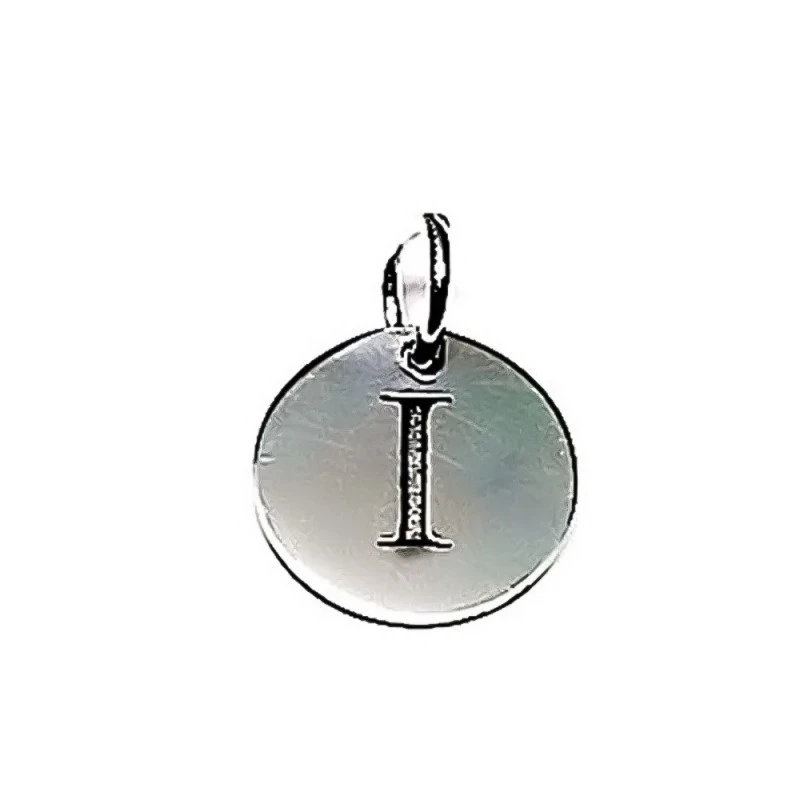 Colgante plata ley 925m liso 12mm. disco letra I asa abierta [AA7759]