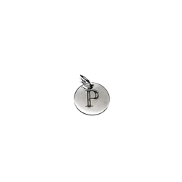 Colgante plata ley 925m liso 12mm. disco letra P asa abierta [AA7765]