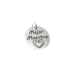 Colgante plata ley 925m liso 21mm. disco MEJOR MAESTRA [AA7776]